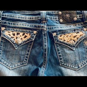 Miss me jeans with rhinestone cowhide pocket flaps